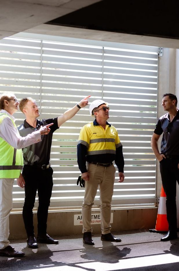 A workforce crew gathering before shift